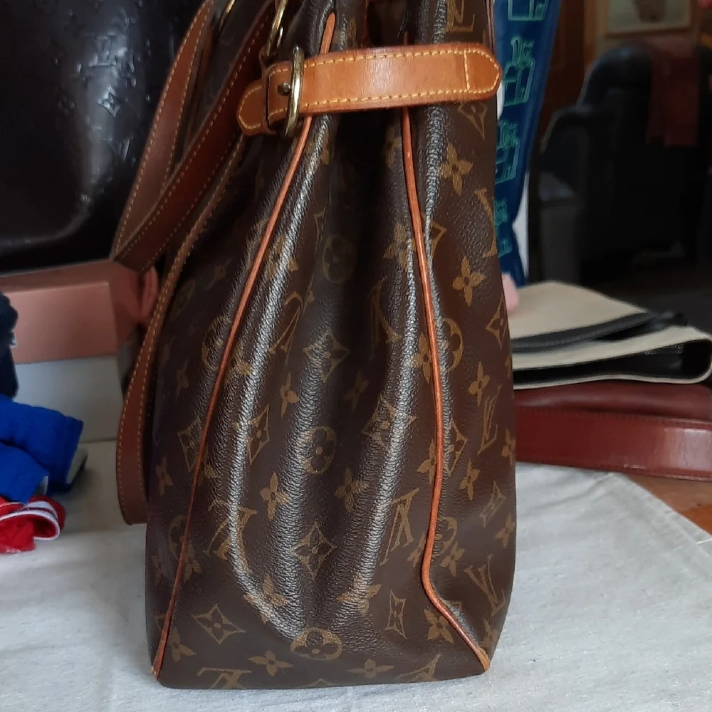 Louis Vuitton Brown Monogram Canvas Shoulder Tote with Leather Trim - Picture 3 of 16